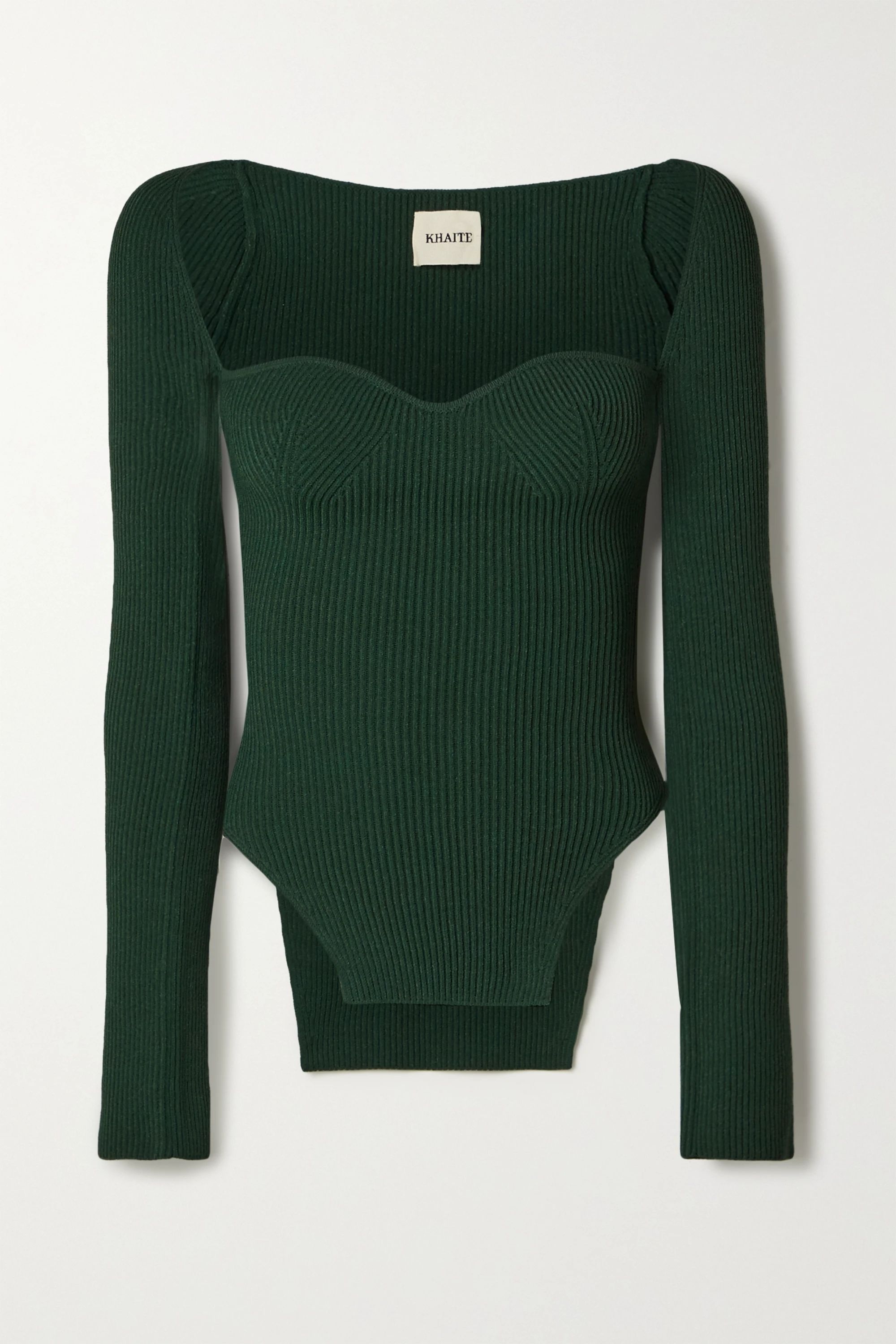 Dark green Maddy ribbed-knit sweater | Khaite | NET-A-PORTER | NET-A-PORTER (US)