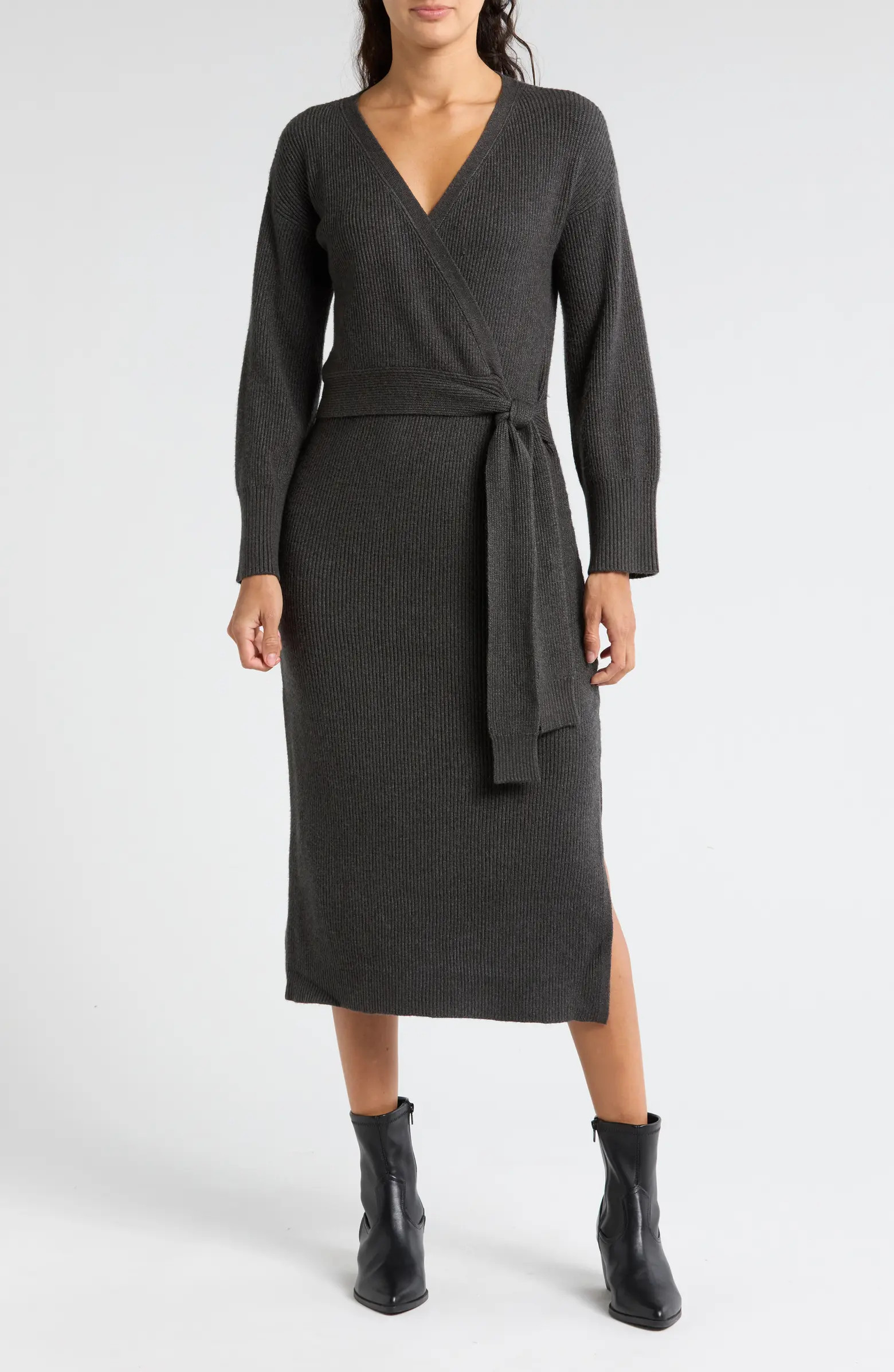 WAYF Long Sleeve Wrap Sweater Dress | Nordstromrack | Nordstrom Rack