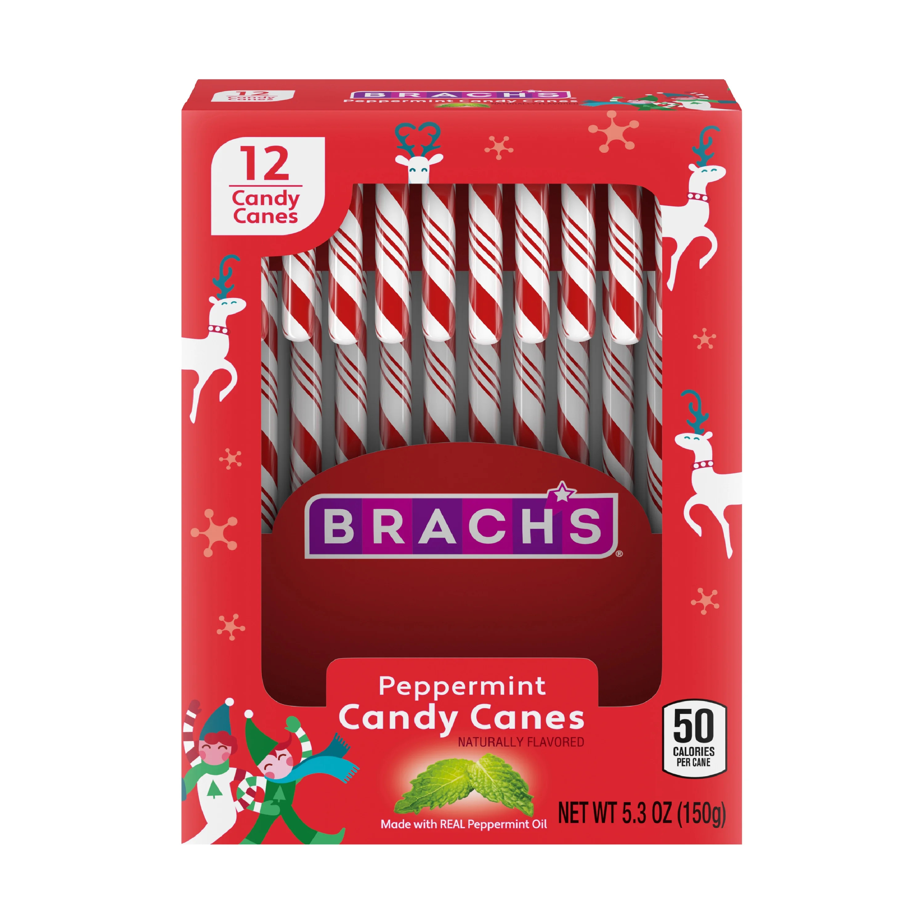 Brach's Peppermint Candy Canes, Holiday Christmas Candy, 12 Count, 5.3 oz | Walmart (US)