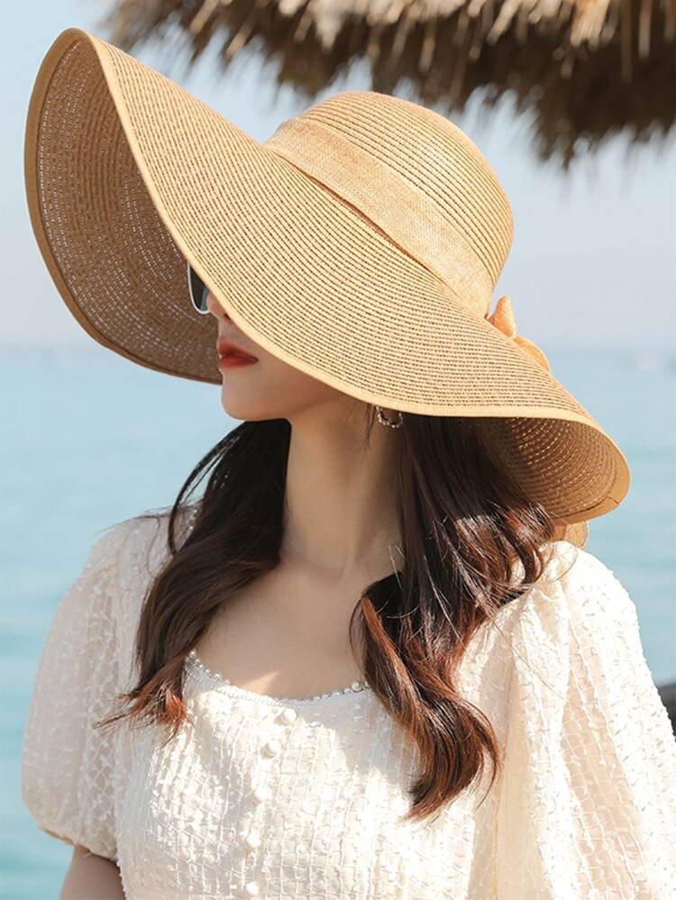 Bow Decor Summer Beach Straw Hat | SHEIN