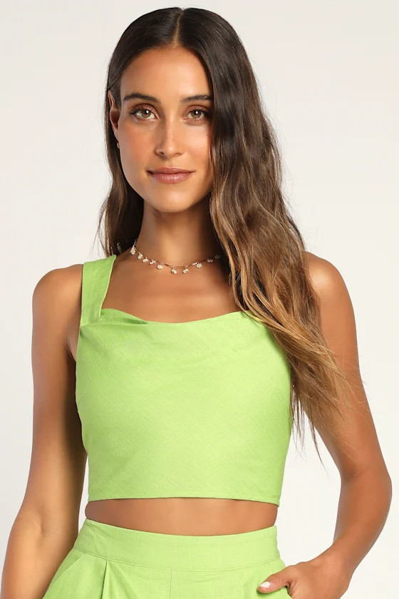 Perfectly Posted Lime Green Sleeveless Cowl Neck Tank Top | Lulus (US)