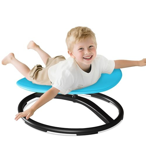 21" L × 19" W Large Size Spinning Chair for Autistic Kids, Toddler Sensory Spinning Chair, Sensory Toys Gifts for Kids with Autism & ADHD, Sit and Spin Training Body Coordination, Azure Rounded Shape | Amazon (US)