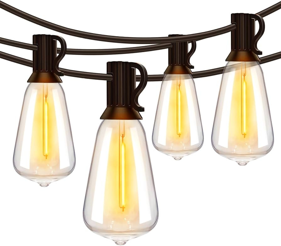 Ollny Outdoor String Lights 50FT, Shatterproof Connectable Patio Lights with 25+2 Spare ST38 Vint... | Amazon (US)