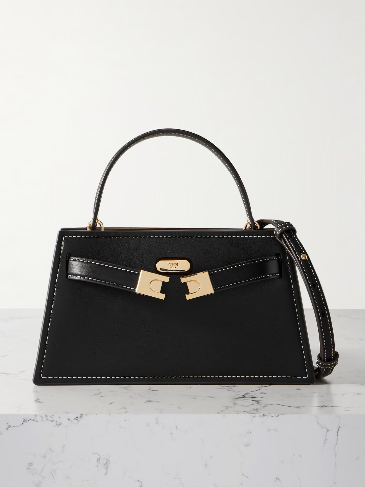 Tory Burch - Lee Radziwill Mini Leather Shoulder Bag - Black | NET-A-PORTER (US)