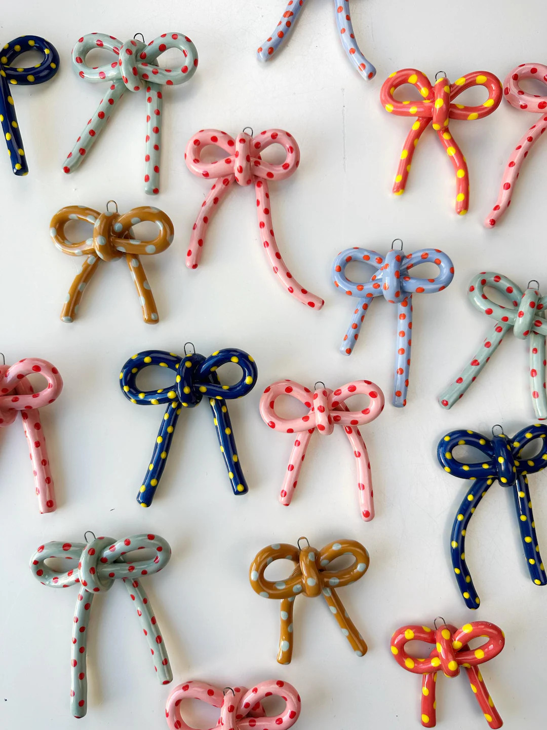 Ceramic Bow Ornament – Hand-painted Polka Dot - Etsy | Etsy (US)