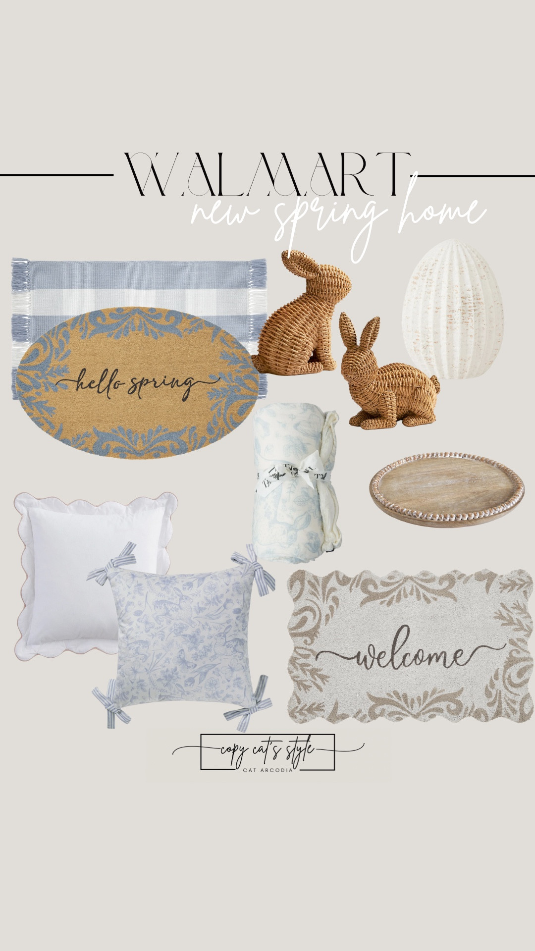Walmart spring home finds!  Welcome mats, pillows, bunnies, and Easter throw blankets. 

#LTKFindsUnder50 #LTKHome #LTKSeasonal