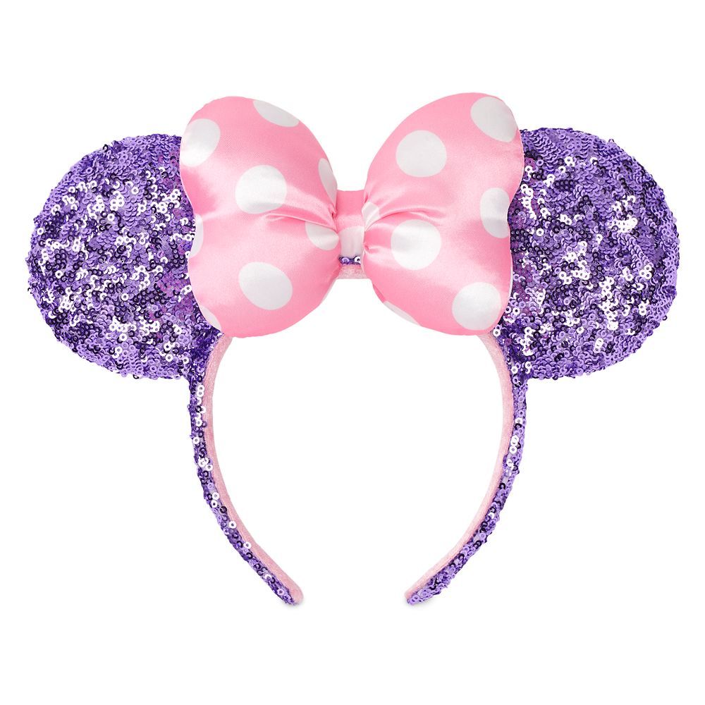 Minnie Mouse Sequined Ear Headband with Bow – Lavender & Pink | Disney Store