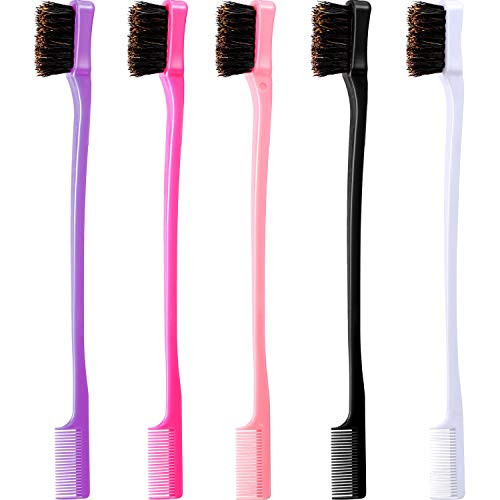 5 Pieces Hair Edge Brush Double Sided Control Hair Brush Comb Combo Pack Smooth Comb Grooming (5 Colors) | Amazon (US)