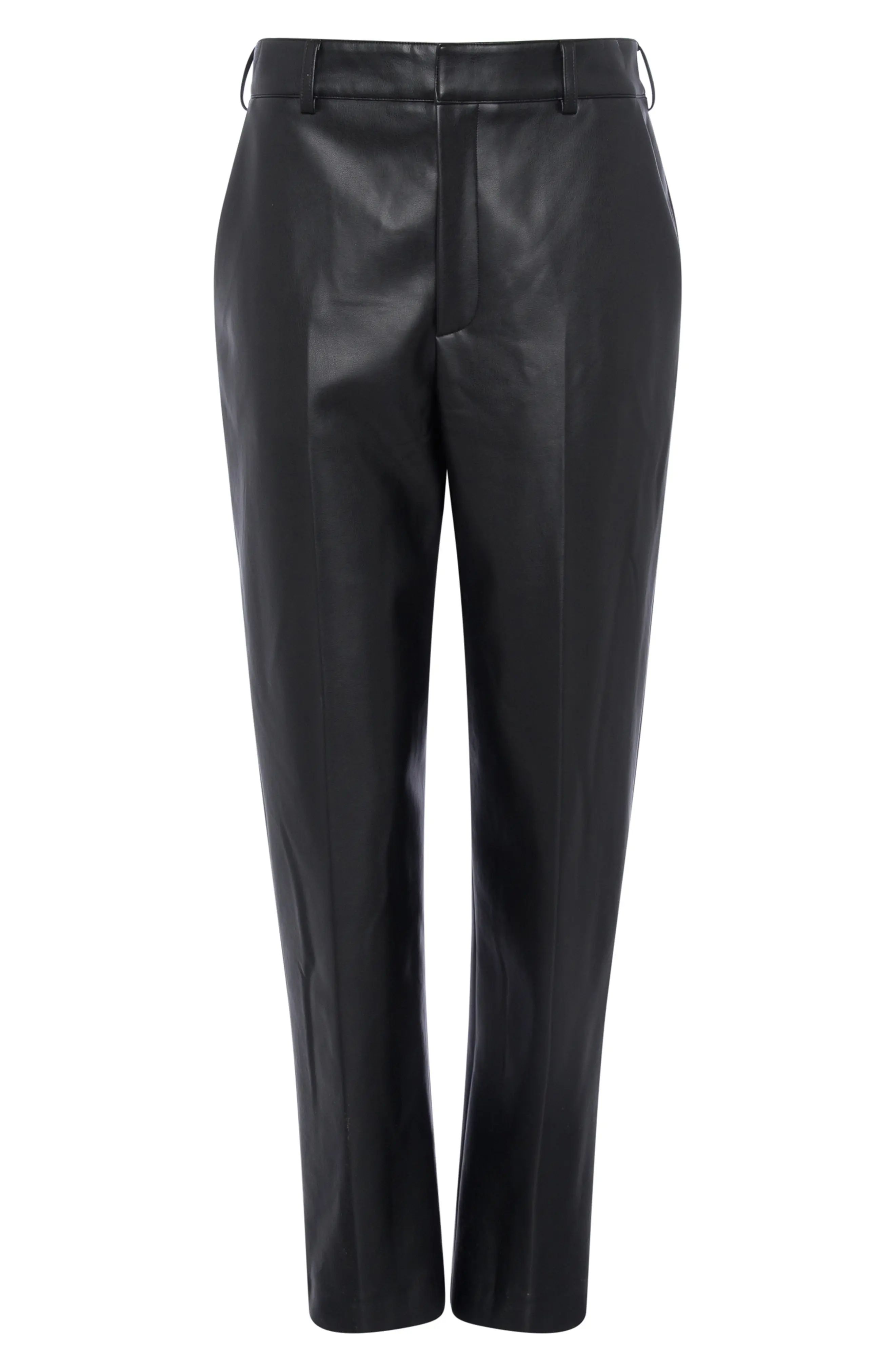 French Connection Crolenda Faux Leather Trousers, Size 8 in Black at Nordstrom | Nordstrom