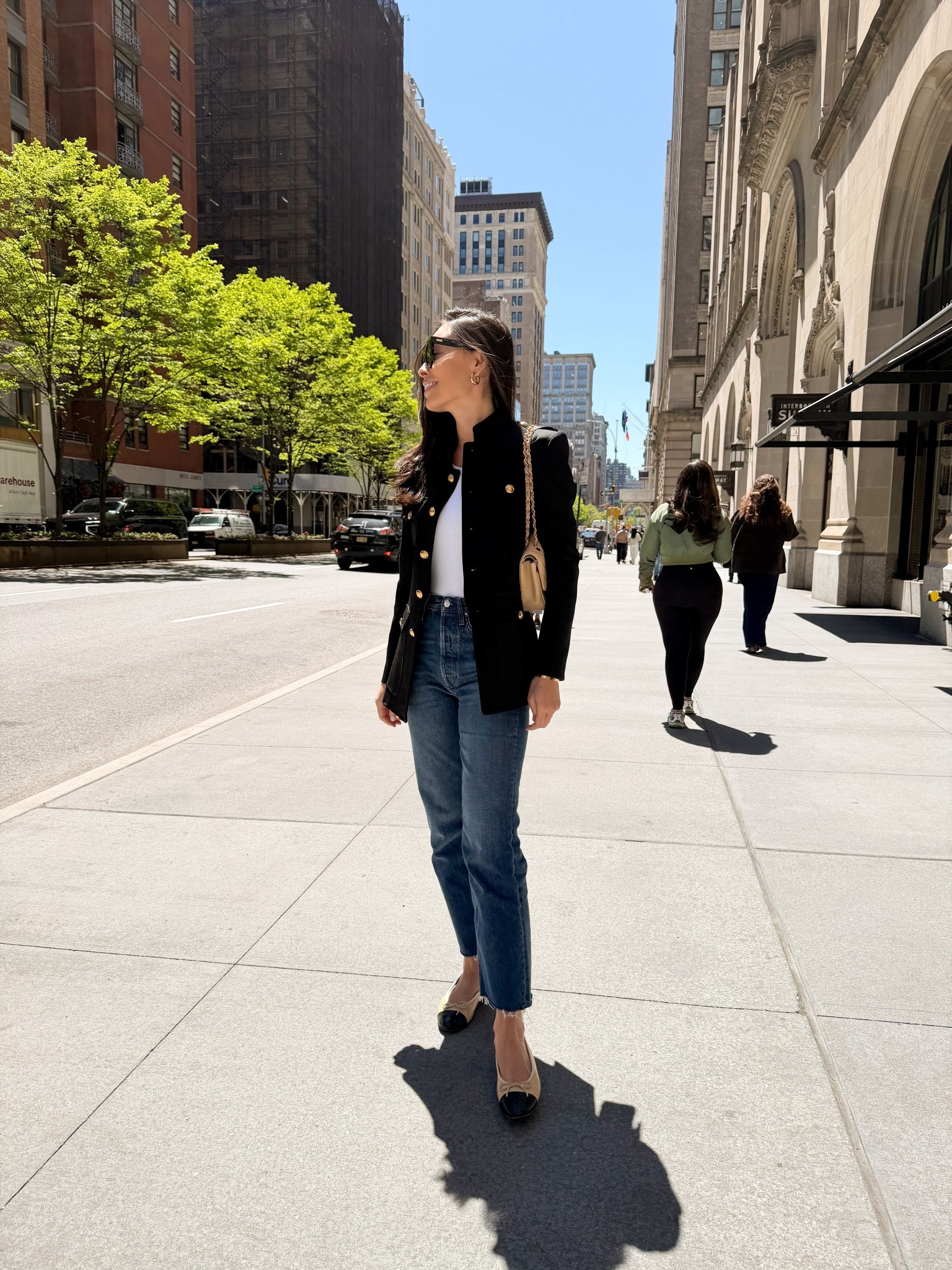 Spring outfit, Nili Lotan jacket, Toteme jeans, Chanel ballet flats, Chanel bag. 

#LTKdayinmylife #LTKootd #LTKstorytime