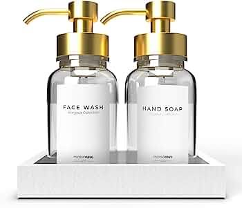 MaisoNovo Foaming Soap Dispenser with Concrete Tray & Waterproof Hand Soap & Face Wash Labels | F... | Amazon (US)