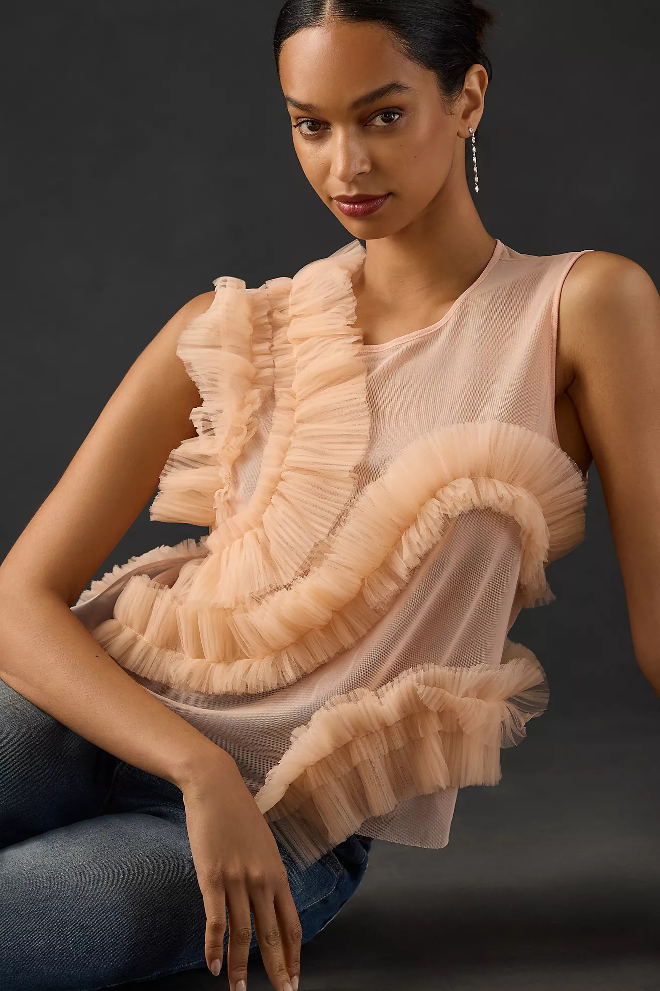 By Anthropologie Tulle Ruffle Tank | Anthropologie (US)