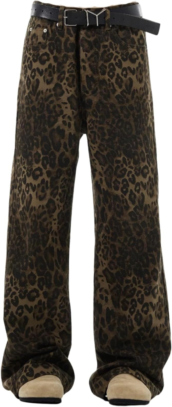 Y2K Leopard Jeans for Women - Baggy Unisex Cheetah Print Straight Leg Denim with Pockets, Casual ... | Amazon (US)