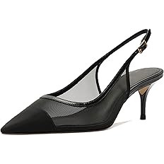 Mesh Kitten Heels for Women Slingback Design with Pointed Toe Breathable and Stylish Elegant Low ... | Amazon (US)