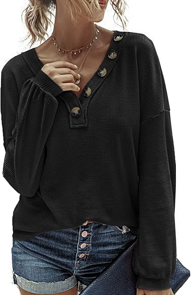 Simplee Women's Tie Dye Lantern Sleeve V Neck Loose Tops Casual T Shirt | Amazon (US)