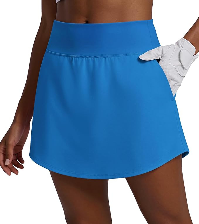 PINSPARK 16" Golf Skirts for Women Curved Hem Tennis Skirt High Waisted Athletic Skort with 4 Poc... | Amazon (US)