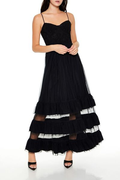 Tiered Jacquard Floral Maxi Dress | Forever 21