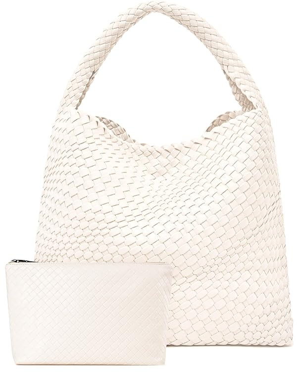 Large Woven Bag Tote Bags for Women Vegan Leather Tote Bag Woven Purse Woven Handbag | Amazon (US)