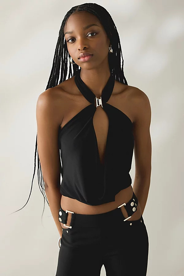 I. AM. GIA. Valentina Keyhole Halter Neck Top in Black, Women's at Urban Outfitters | Urban Outfitters (US and RoW)