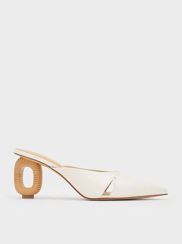 White Cut-Out Sculptural-Heel Mules | CHARLES & KEITH | Charles & Keith US
