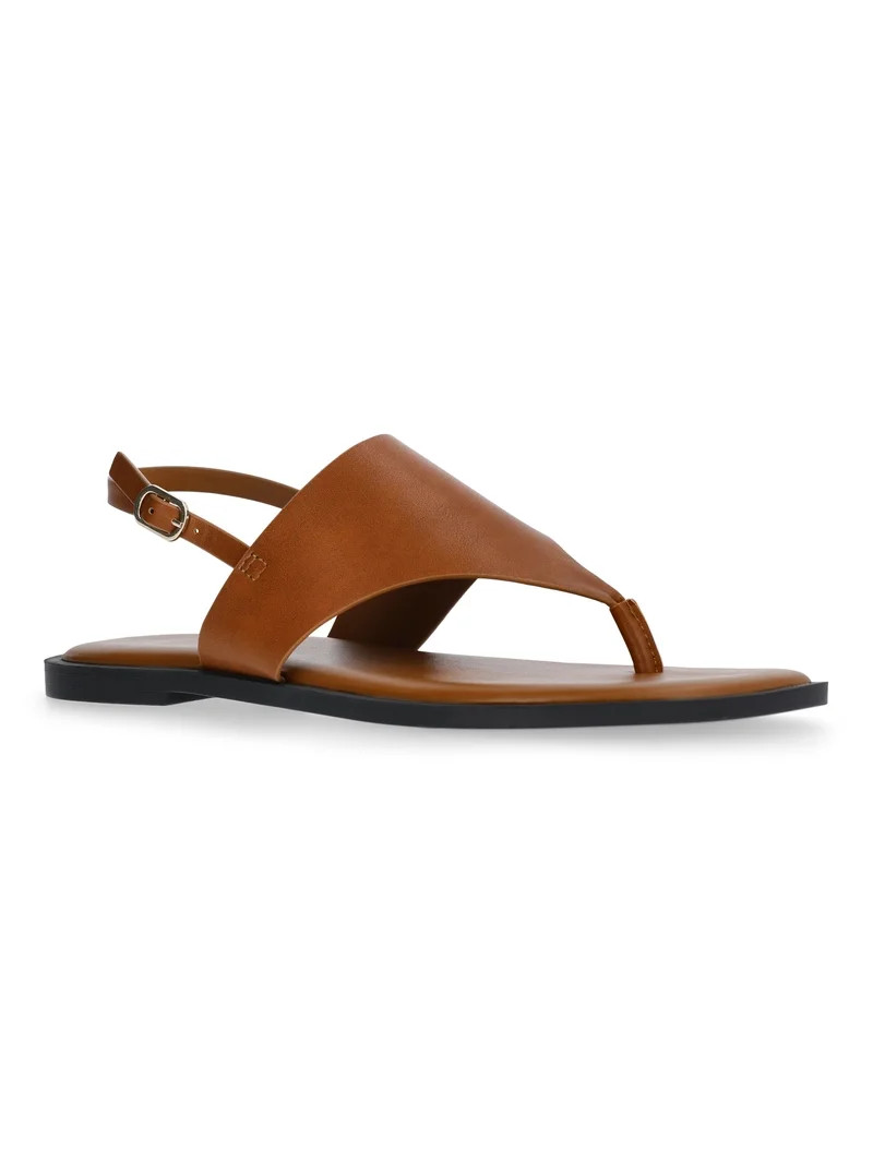 Time and Tru Women's Hooded Faux Leather Thong Sandals | Walmart (US)