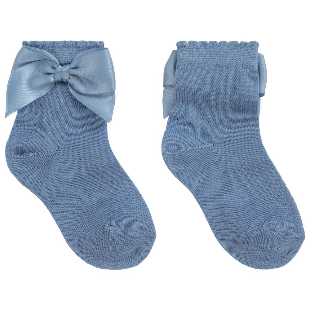 Girls Blue Cotton Socks | Childrensalon