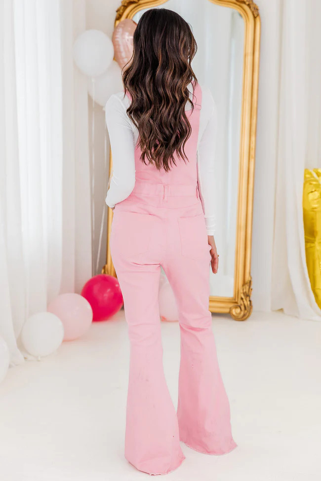 My Baby Loves Me Pink Flared Overalls | Pink Lily
