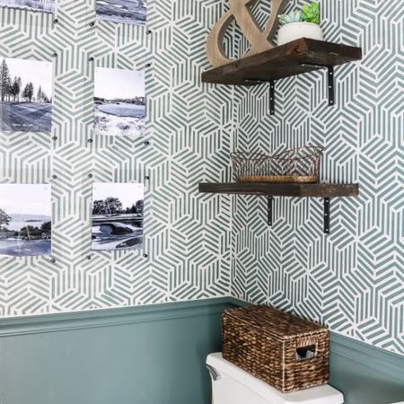 Bathroom stencil, wall stencil, faux wallpaper

#LTKhome #LTKfindsunder100