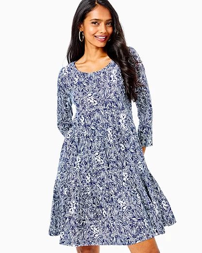 Women's Geanna Swing Dress in Navy Blue Size Small, Gday Mate - Lilly Pulitzer | Lilly Pulitzer