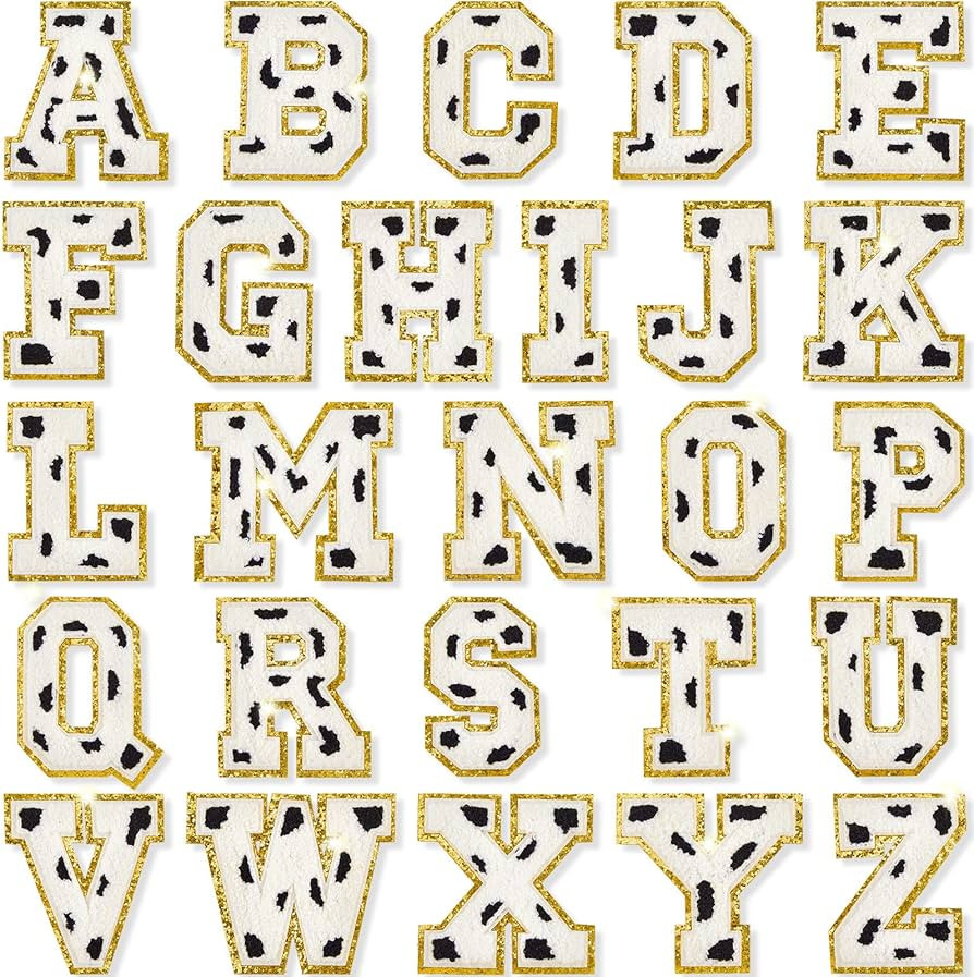 26 Pieces Chenille Letter Patches Iron On Letters Patch Letter Patches Glitter Chenille Patches A... | Amazon (US)