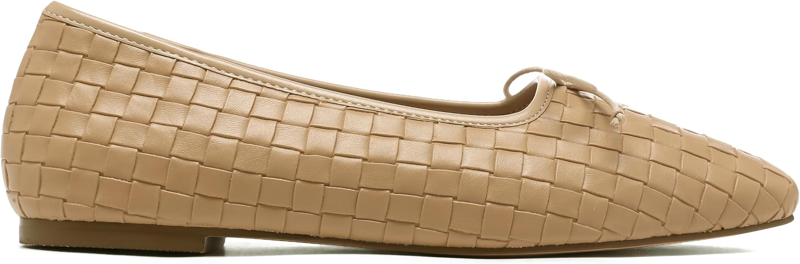 Woven Ballet Flats for Women Bow Square Toe Ballerina Shoes | Amazon (US)