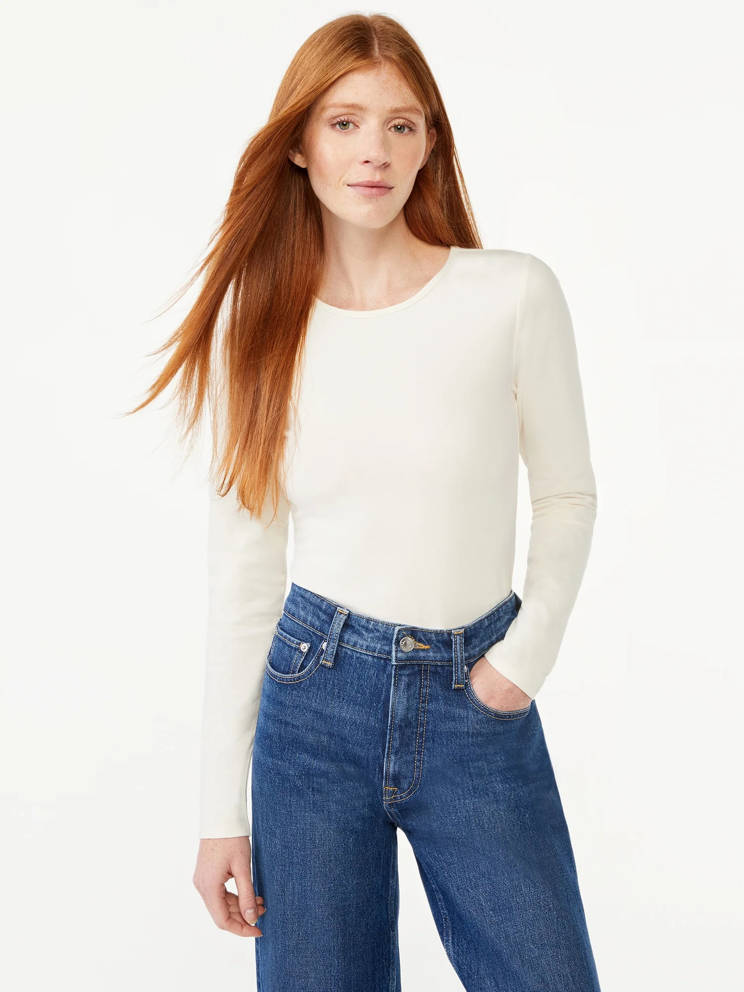 Free Assembly Women's Tie Back Bodysuit with Long Sleeves | Walmart (US)