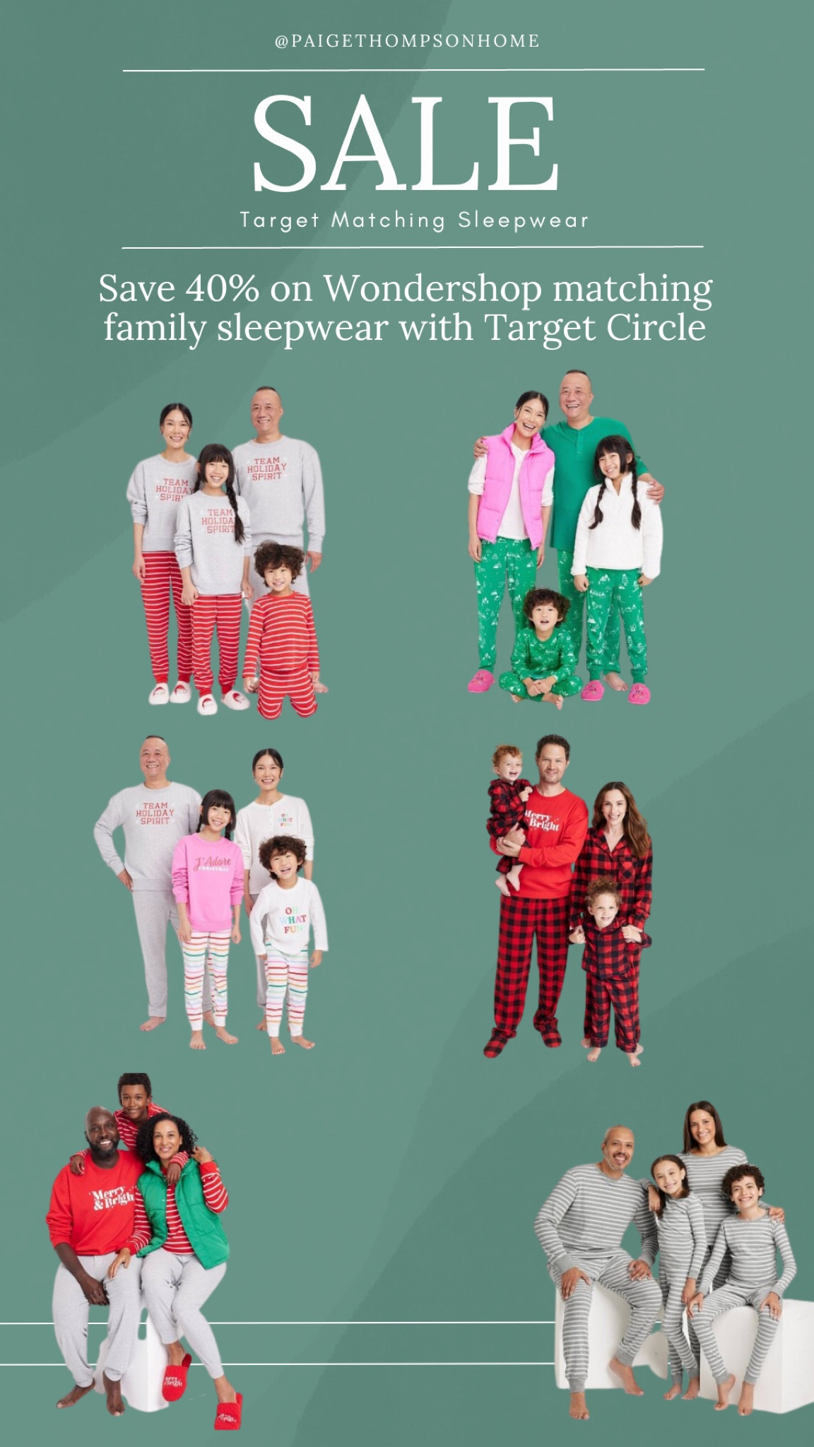 Sale// Target Wondershop Matching Family Sleepwear 40% off today only with Target Circle. 

#LTKHolidaySale #LTKSeasonal #LTKsalealert