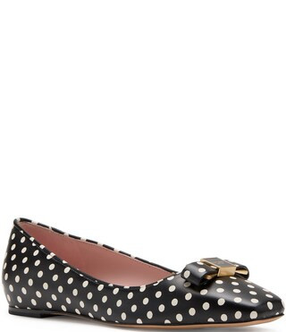 kate spade new york Bowdie Polka Dot Leather Logo Hardware Detail Bow Ballet Flats | Dillard's | Dillard's