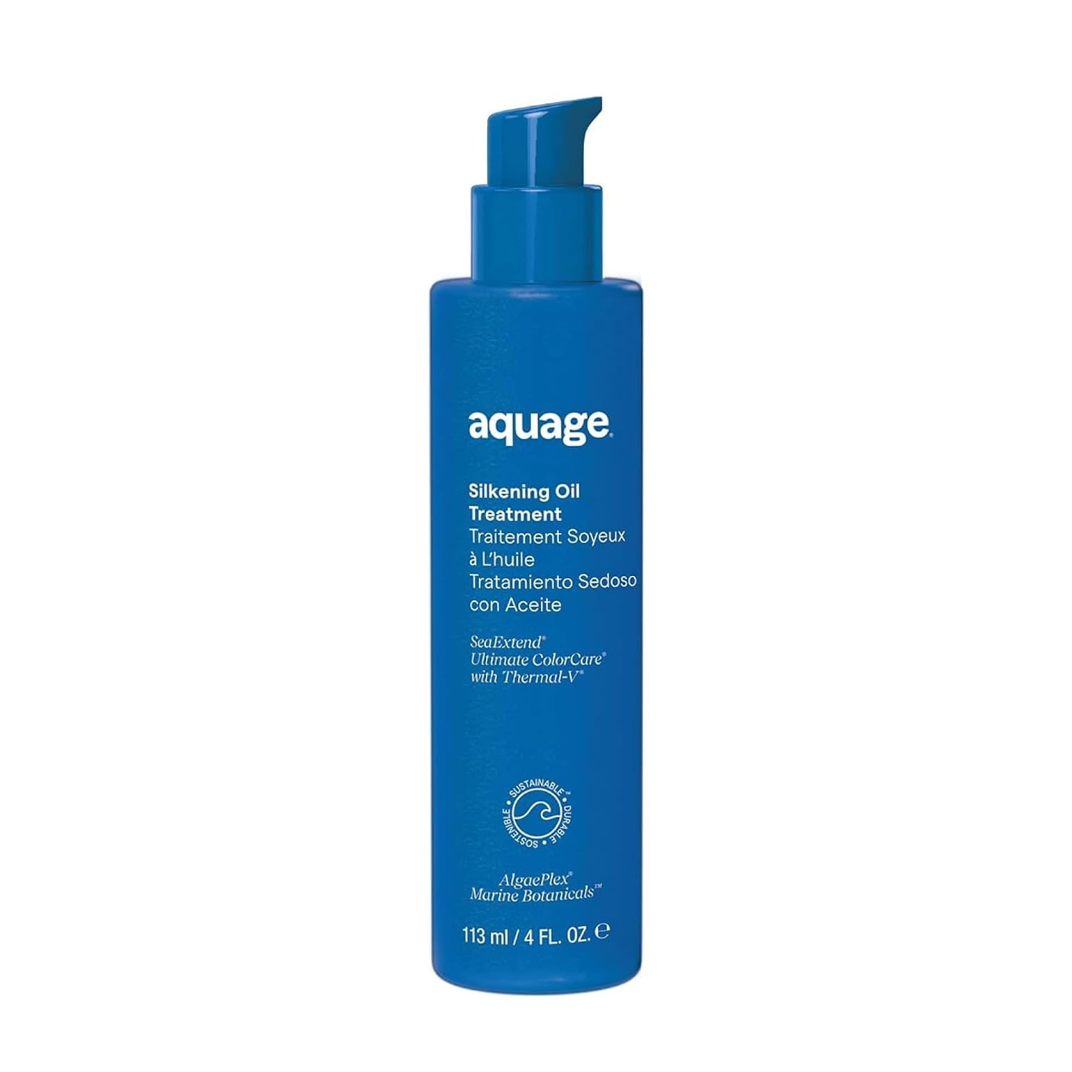 Aquage SeaExtend Silkening Oil Treatment - No-Hold, Crystal-Clear, Ultra-Light Formula Smooths, Silkens and Adds Brilliant Shine, 4 oz | Amazon (US)