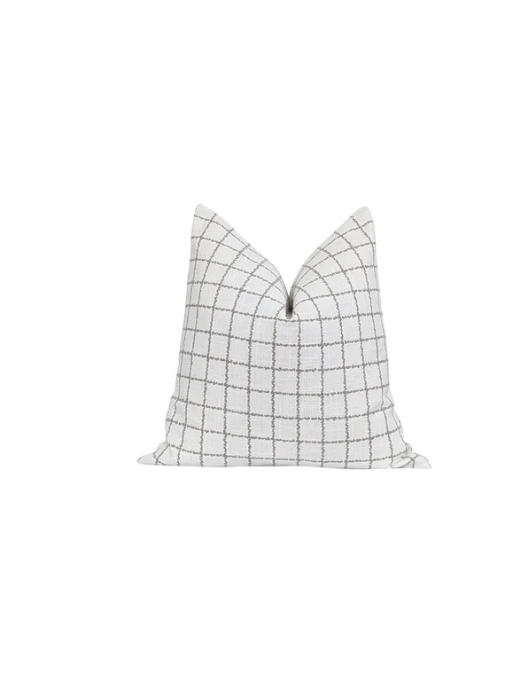 White and Grey Plaid Pillow Cover, Double Sided Woven Pillow Cover, 20x20 Plaid Woven, Modern Far... | Etsy (US)