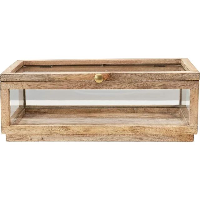 Creative Co-Op Mango Wood and Glass Display Box with Lid, Clear | Walmart (US)