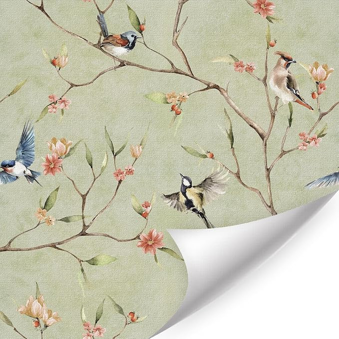 Amazon.com: HLNIUC Vintage Chinoiserie Bird Wallpaper,Botanical Flower Contact Paper,Peel and Sti... | Amazon (US)