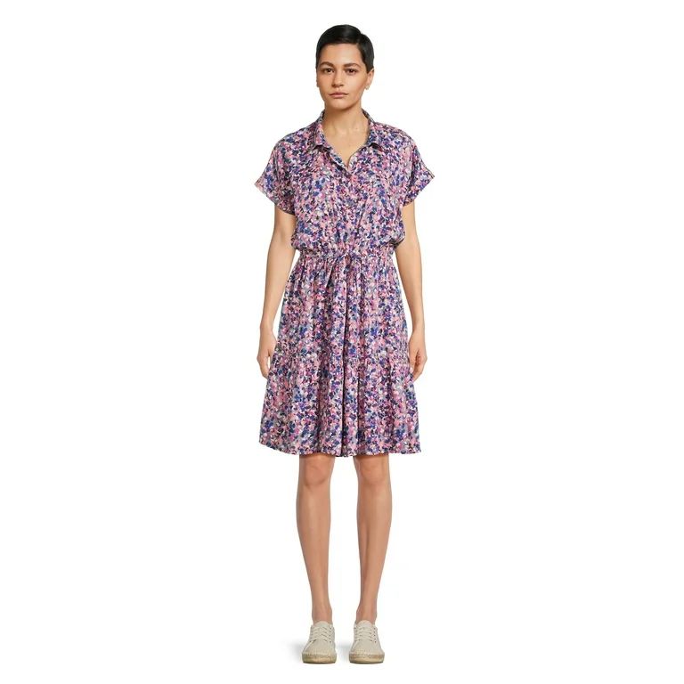 beachlunchlounge Women's Dolman Sleeve Tiered Shirt Dress | Walmart (US)