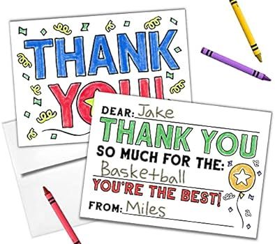 Amazon.com : Tiny Expressions - Kid's Coloring Thank You Cards with Envelopes Set (Pack of 10) | Pre | Amazon (US)