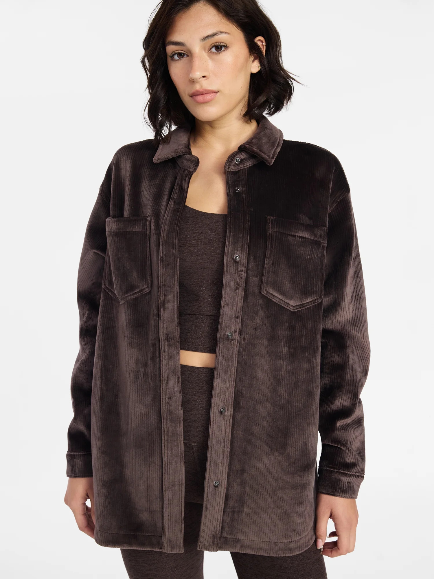 Avia Women's and Women's Plus Cord Velour Shacket, Sizes XS-4X | Walmart (US)