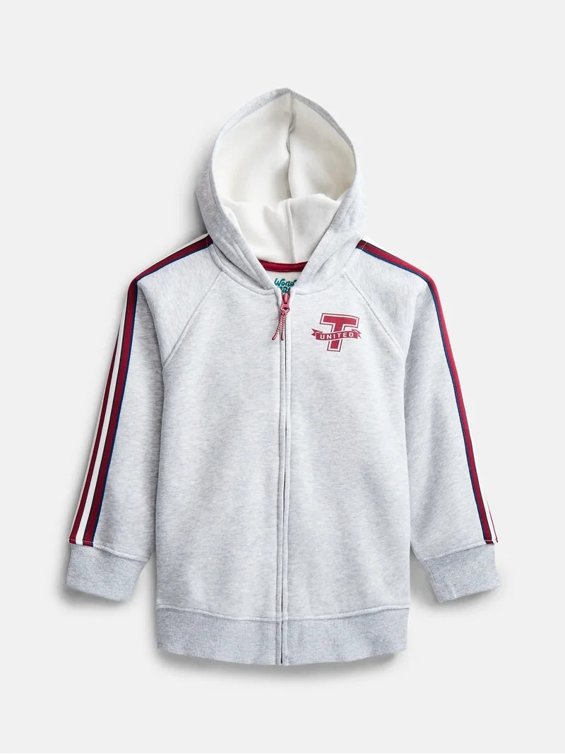 Wonder Nation Little Boys Raglan Zip Up Hoodie with Long Sleeves, Sizes 4-10 | Walmart (US)