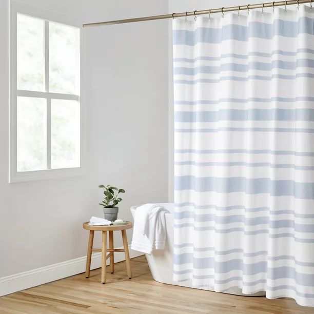 Gap Home Variegated Chambray Stripe Shower Curtain, Blue, 72x72 - Walmart.com | Walmart (US)