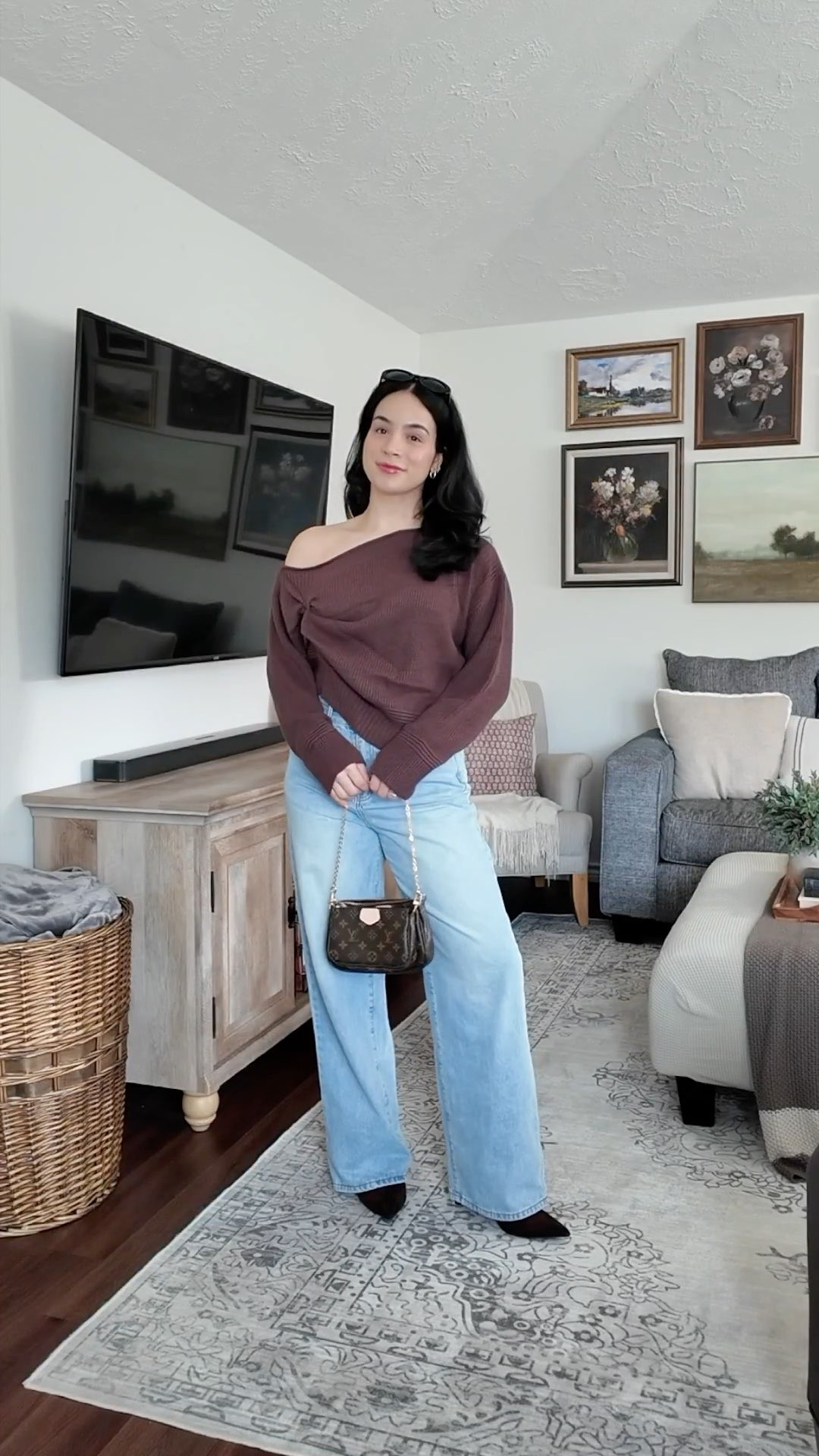 ootd: when cozy meets put-together 🤎🐻👜👢 cozy chic outfit, brown off the shoulder sweater outfit, amazon sweater outfit, slouchy sweater look, casual chic fall outfit, neutral outfit inspo, comfy but put together outfit, everyday chic style, relaxed fall outfit, elevated casual look, loose fitting jeans outfit, relaxed denim styling, brown suede pointed toe boots, fall boots outfit, neutral mini shoulder bag, simple outfit layering, casual outfit ideas, cozy fall fashion, effortless outfit styling, neutral shoulder bag outfit, minimalist bag styling, chic everyday bag, classic accessories outfit, simple neutral accessories, cozy aesthetic, effortless chic vibes, pinterest inspired outfit, minimal girl style, clean girl aesthetic, soft neutral tones, calm cozy fashion, slow living outfit vibes  

 #LTKdayinmylife #LTKgrwm #LTKootd