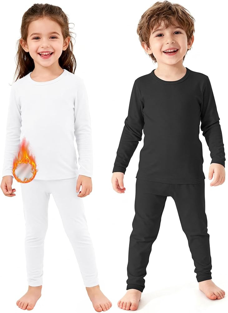 Zando 2 Set Kids Thermal Underwear Set - Kids Thermal Top and Bottom Winter Long Johns Fleece Lin... | Amazon (US)