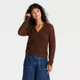 Women's Stitch V-Neck Cardigan - Universal Thread™ Blue S | Target