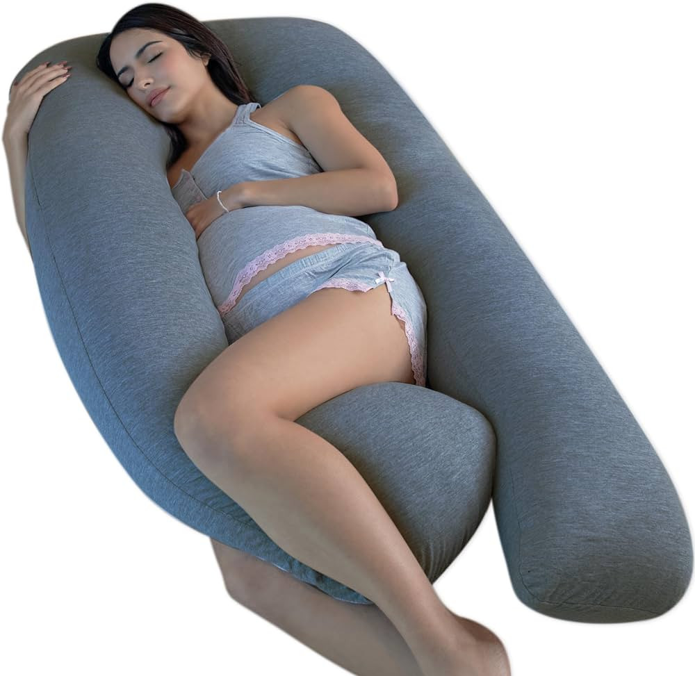 Pharmedoc Pregnancy Pillows, U-Shape Full Body Pillow - Solid – Cooling Removable Cover Dark Gr... | Amazon (US)