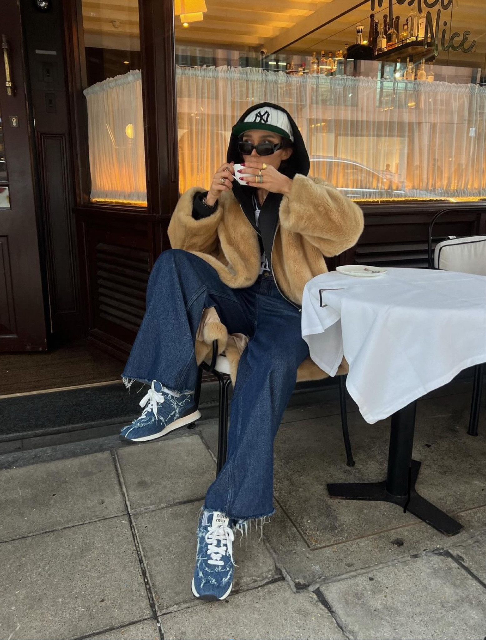 New balance denim trainers, Ganni jeans, faux fur coat, NY cap, autumn winter outfit, fur coat 

#LTKSeasonal #LTKeurope #LTKstyletip