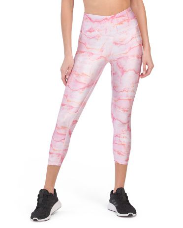 Rose Quartz Marble Super High Band Capris | TJ Maxx