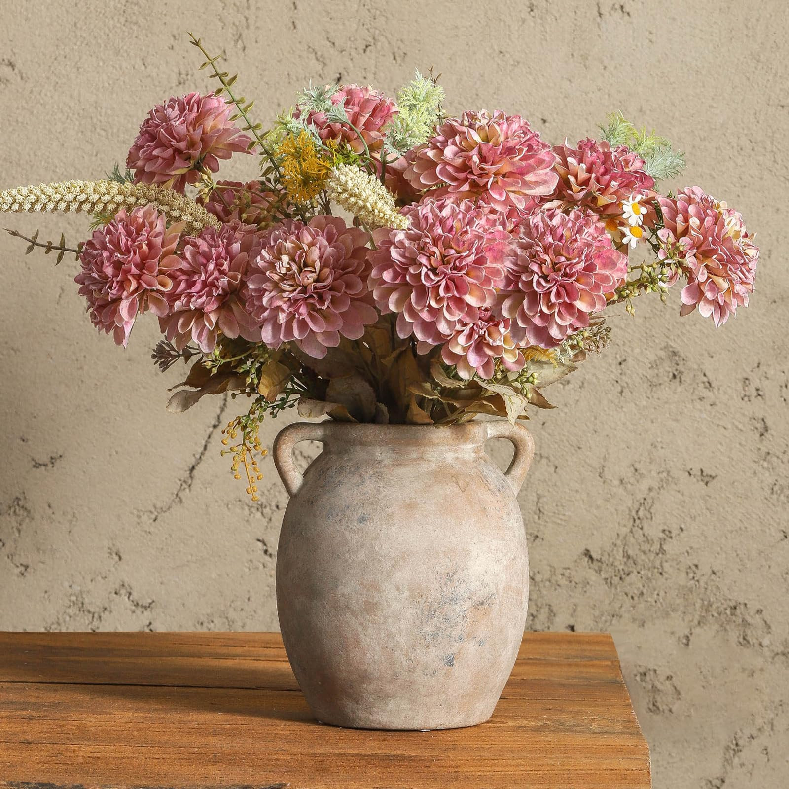 Ceramic Flower Vase 7.6 inch Farmhouse Rustic Vase Decorative Pottery Terracotta Vases for Home D... | Amazon (US)